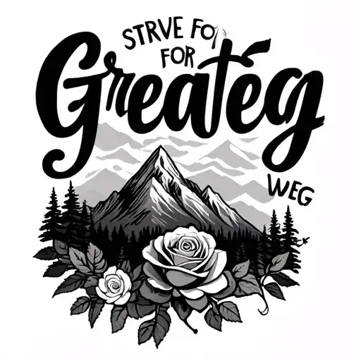 Mountains Rose Weg With Lettering Strive For Greatness