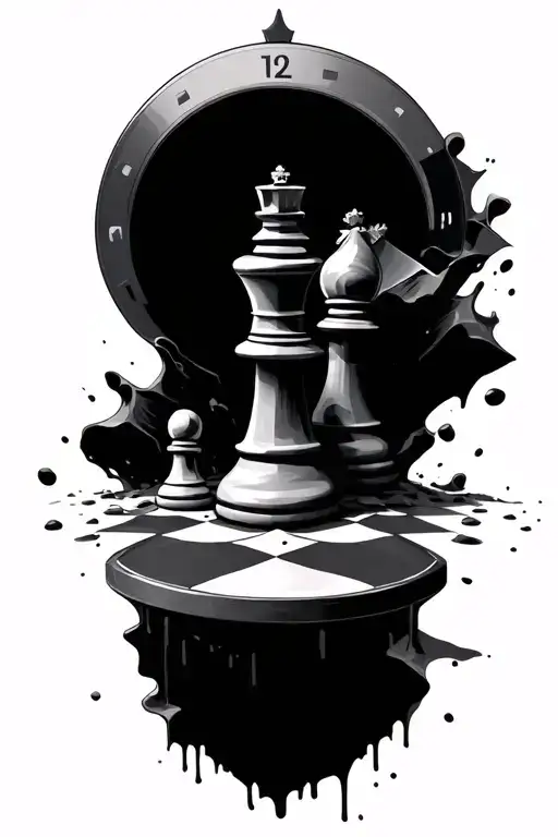 Sand Watch Disintegrating And A Chess Board