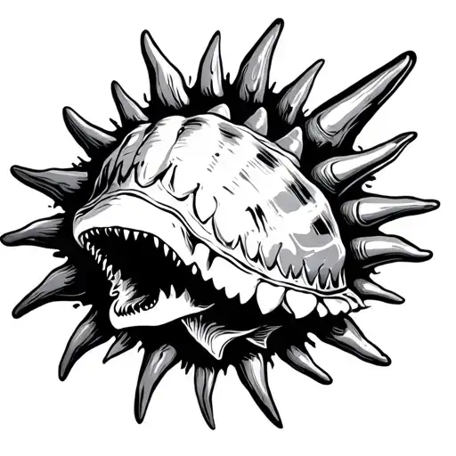 Conch Shell With Sharks Teeth Surrounding Like A Sun