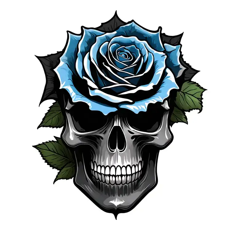 Black Skull Blue Rose