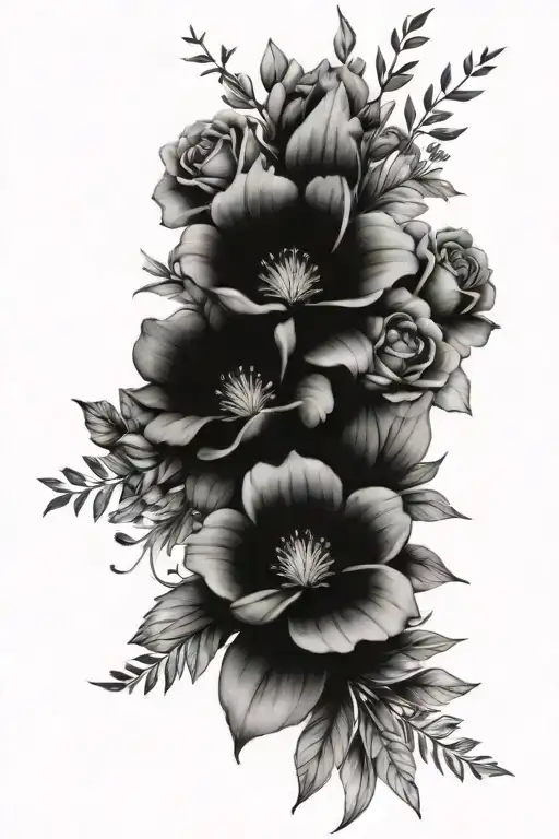 Sleeve W Different Flowers Growing