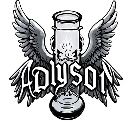 A Bong With Angel Wings And The Name Adyson