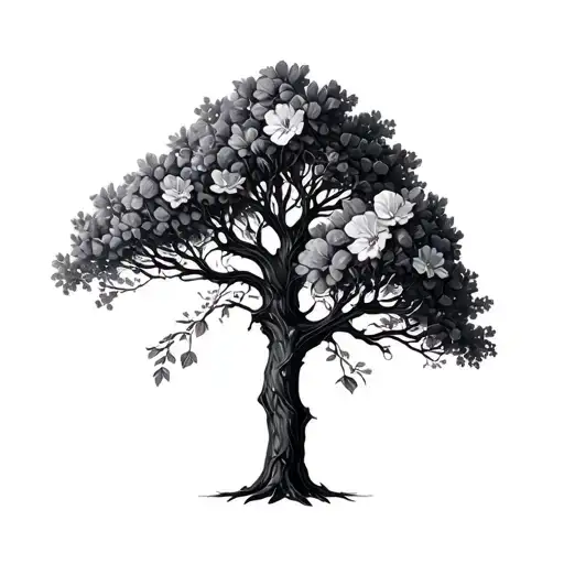 Dead Tree Surrounded By Flowers