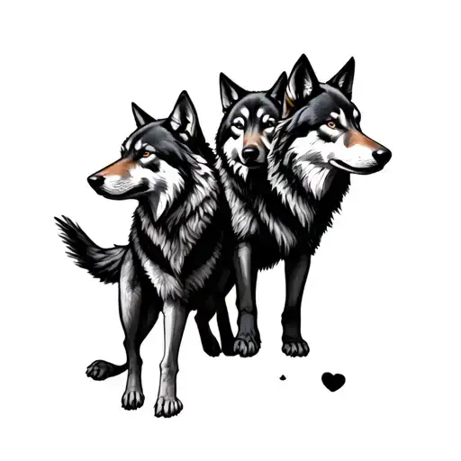 Libra Zodiac Sign And Add Three Wolf Pack Roaming