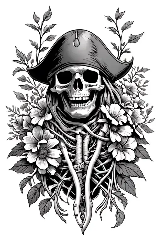 Pirate Dead With Flowers Growing From Its Entrails