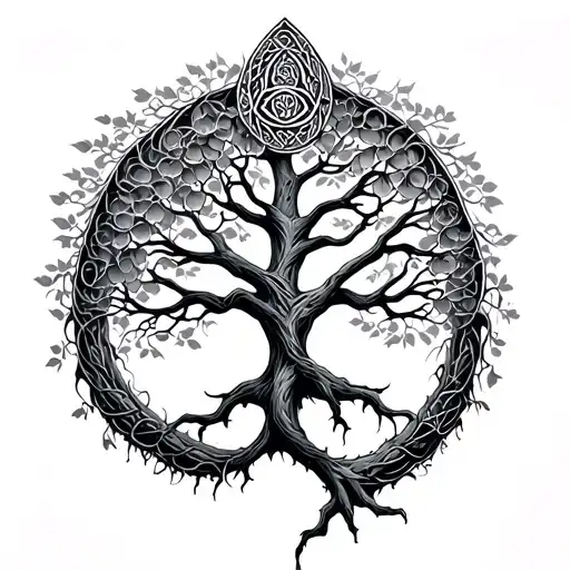 Igdrasil Tree Intertwined With Celtic