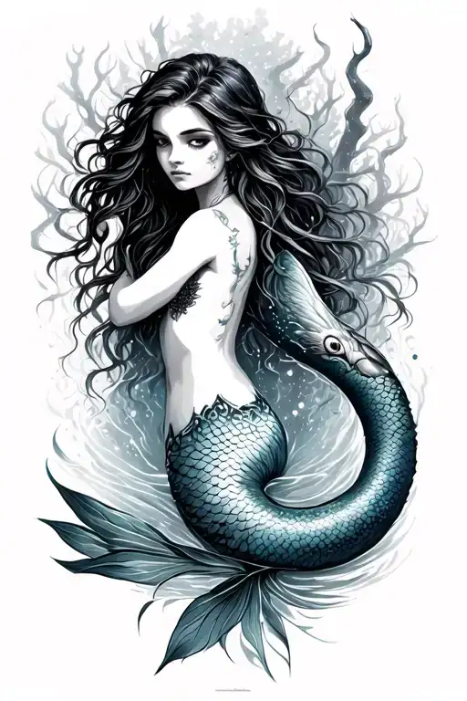 Galaxy Siren Mermaid Swimming In A Forest