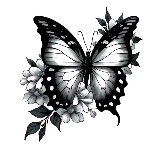 Night And Floral Butterfly On One Hand