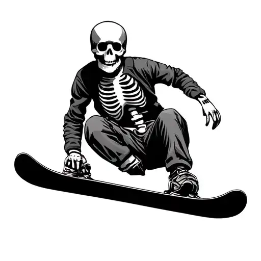 A Skeleton Snowboarding