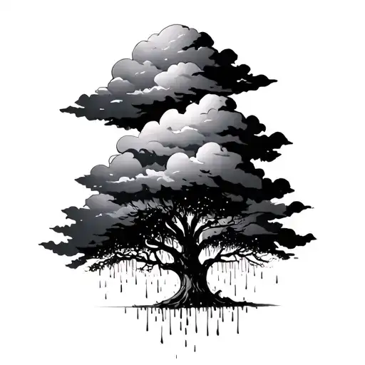 Clouds Tree Rain Falling