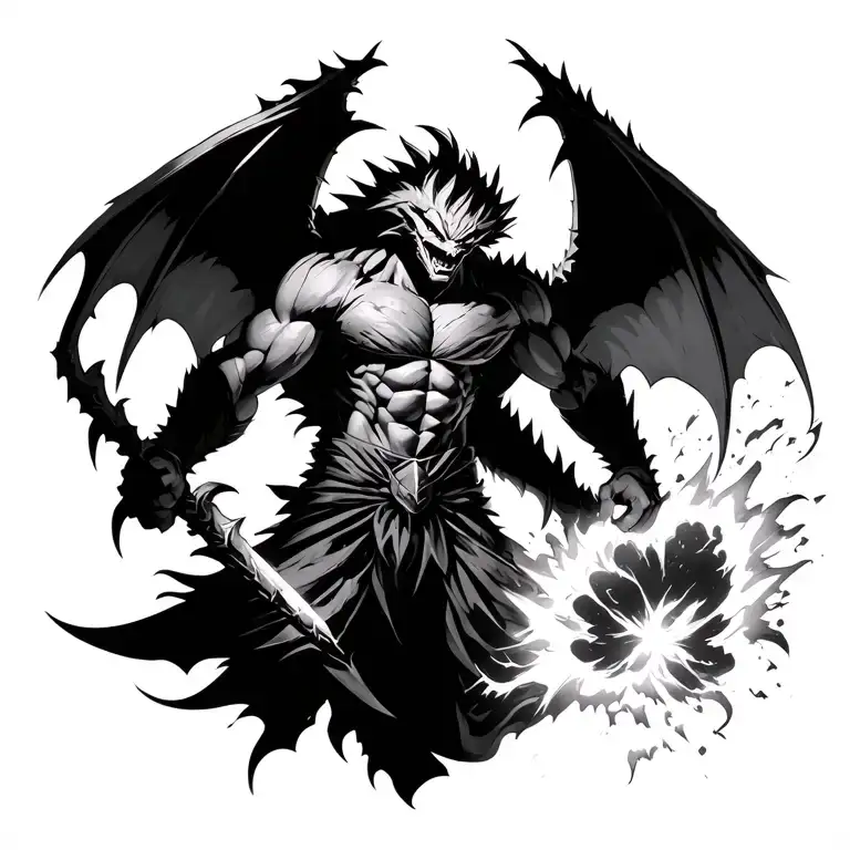 Gargoyle Warrior With Super Saiyan Power Explosion