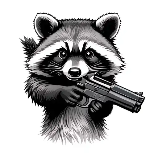 Raccoon With Gun Intertwined