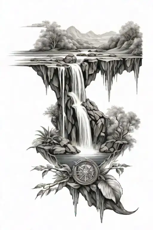 Water Fall And Compas