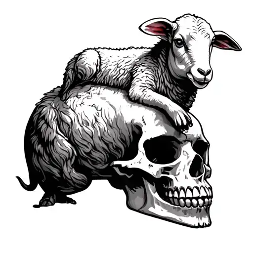 Lamb On Top Of A Small Skull