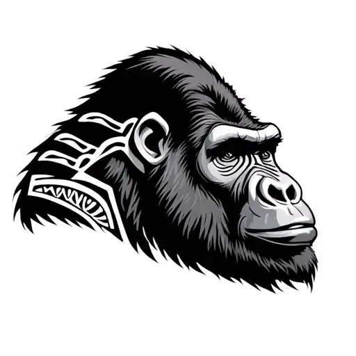 Gorilla Head With African Tribal Shoulders