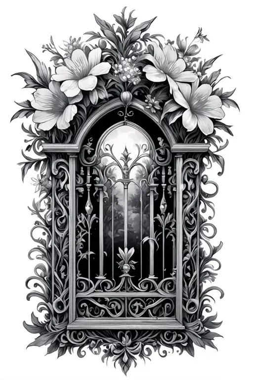 Baroque Fence With Fairy Flowers With A Touch Of Cybersigilism