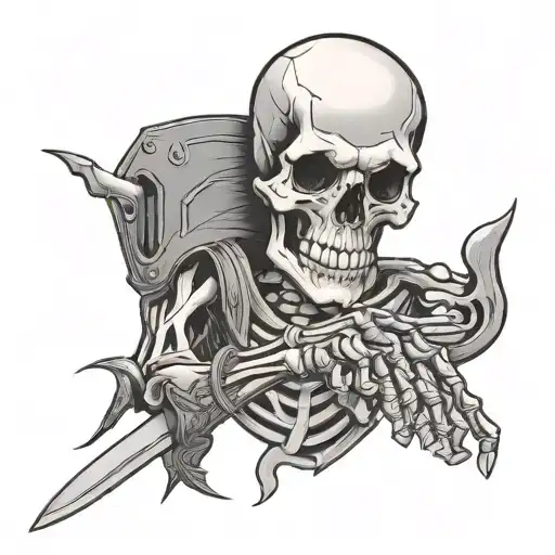 Skeleton Arm Holding A Knife