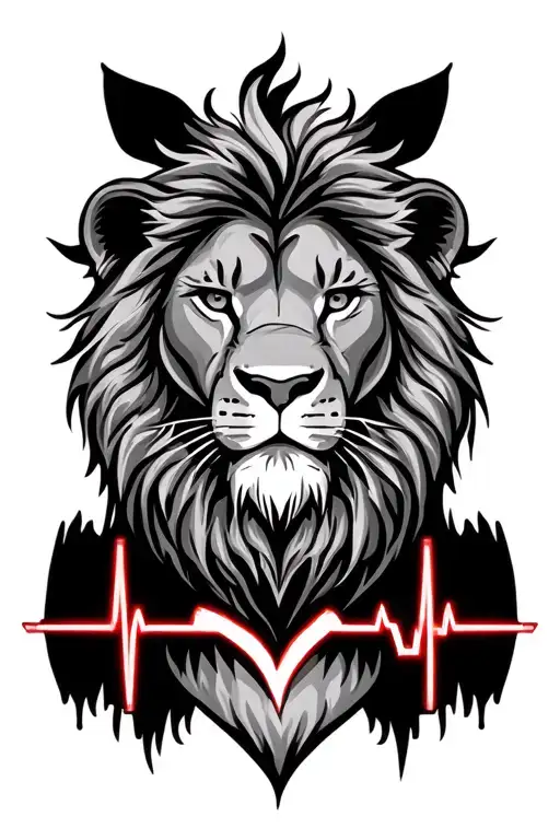 Lion With Heart Beat Lines