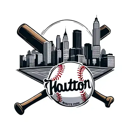 Besome One Houston Skyline Tattoo And Minute Maid Park With Baseball And Bat