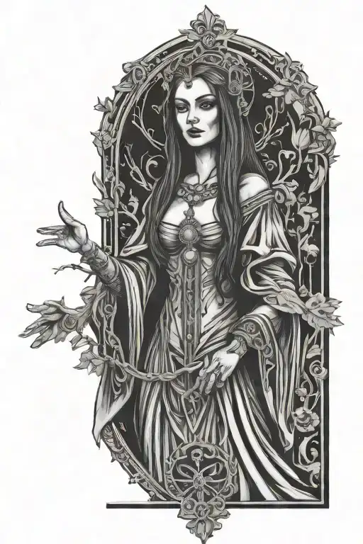 Gothic High Priestess Tarot Card Design