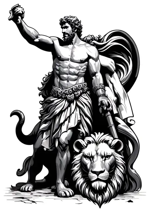 Hercules Greek God With Lion