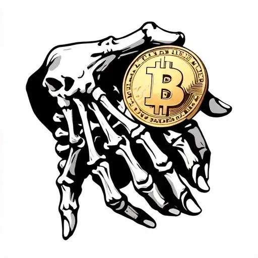 Skeleton Hand Holding A Coin