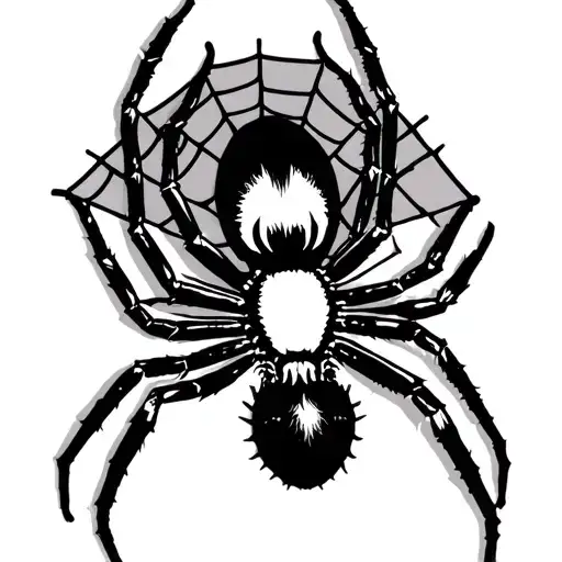 Black Widow Spider In The Middle Of A Web