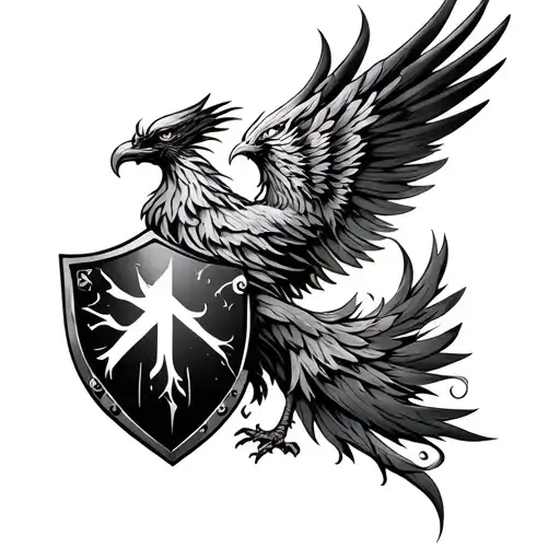 Phoenix And Shield Adorned