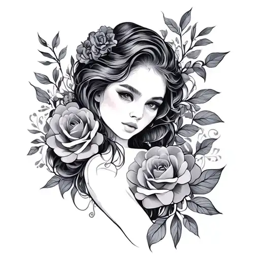 Pretty Thigh Tattoo Design