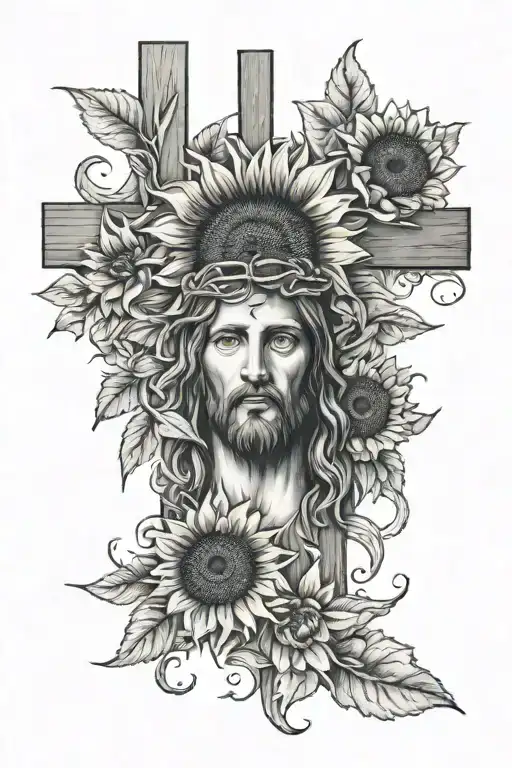Jesus Cross With A Sunflower