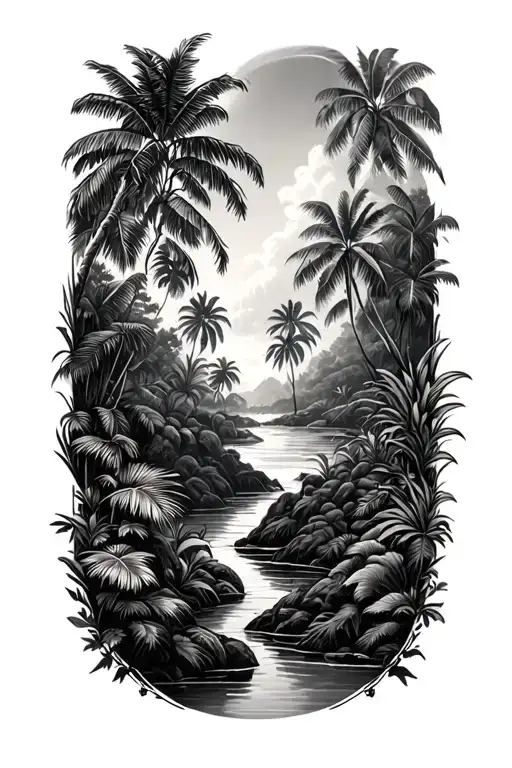 Jungle Landscape Tattoo Featuring Tattoo