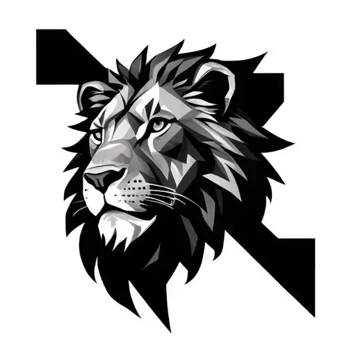 Geometric Shapes And Lion Head