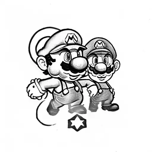 Supermario Holding Hands With Mini Supermario Like Father And Son