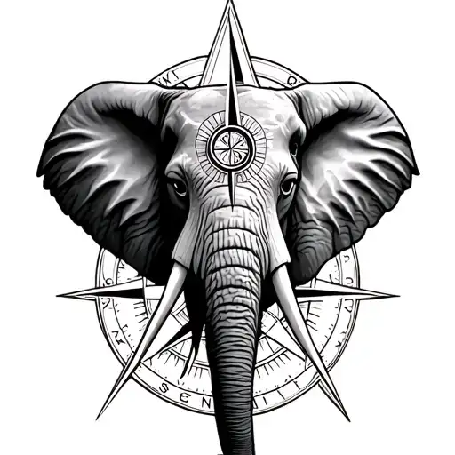 Compass Rose And Elephant Head
