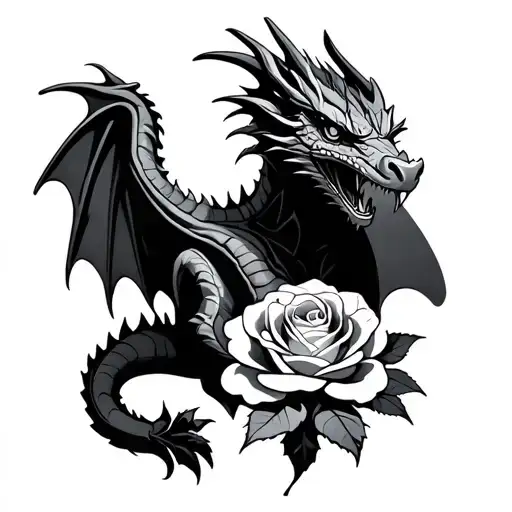 Dragon With A Rose For A Cavle