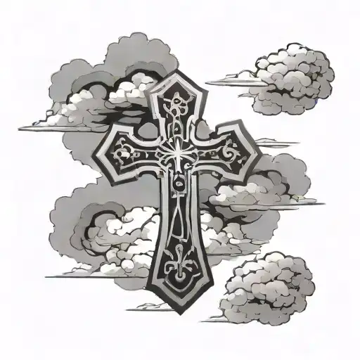 Black Flat Cross With Background Glorious Sky