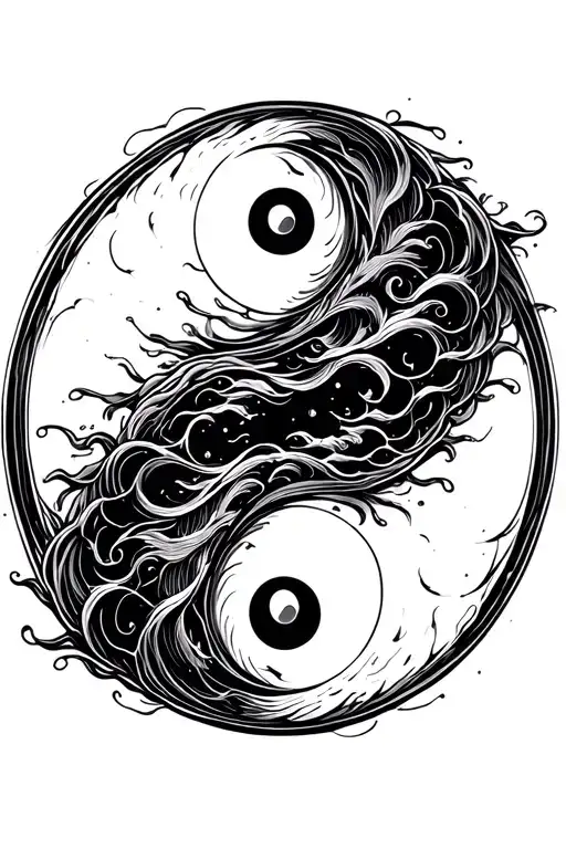 Japanese Yin Yang Symbol Surrounded