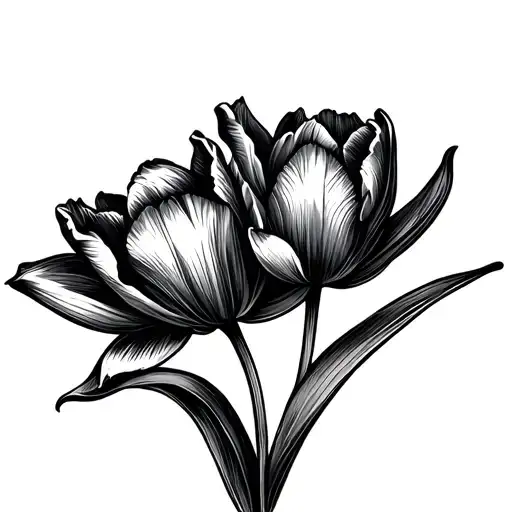 Two Small Tulips Fine Line Tattoo Line Work
