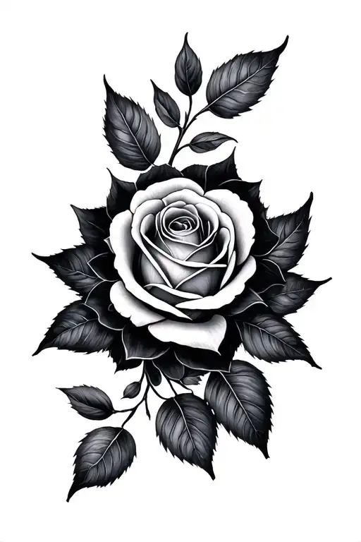 Dark Feminine Leaves And Rose