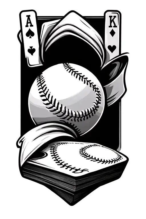 Baseball And Blackjack Cards Forming The Shape