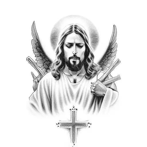 Jesus Chris And Angels For The Back