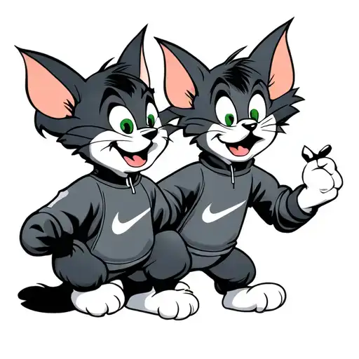 Tom And Jerry From The Cartoon Wearing Nike Tracksuits