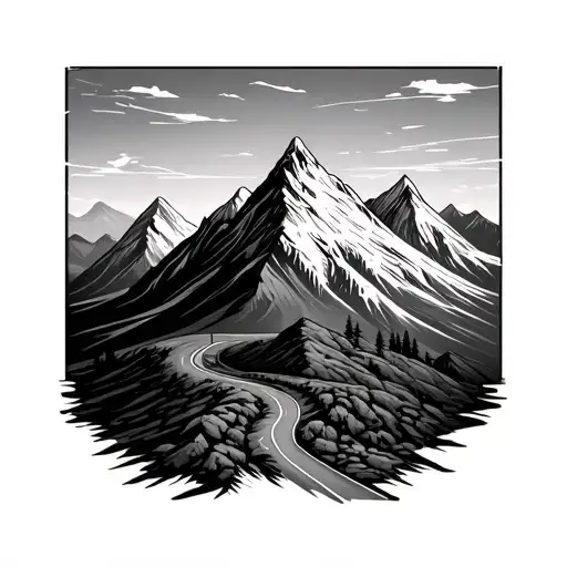 Mountain With Road Winding