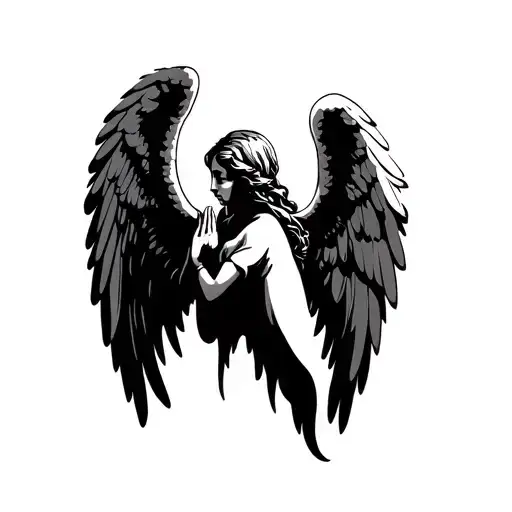 Simple Angel With Wings Praying