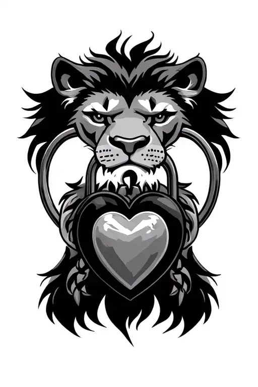 Lion Eating Heart Shaped Lock
