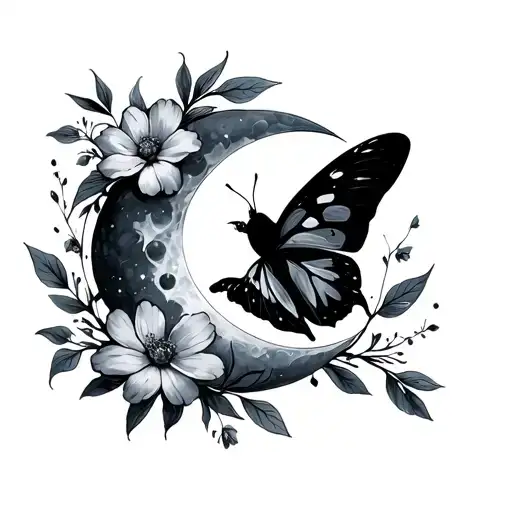 Flower And Butter Fly Me To The Moon