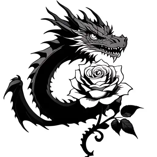 Dragon With A Rose For A Cavle