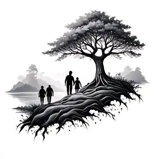 A Half Sleeve Tatto Featuring Nature And Family Tree