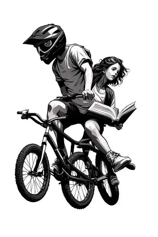 Bmx Rider Jumping Over Girl Reading A Book
