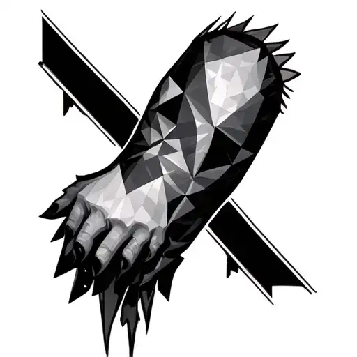 Creepy Geometric Leg Sleeve Tattoo Design